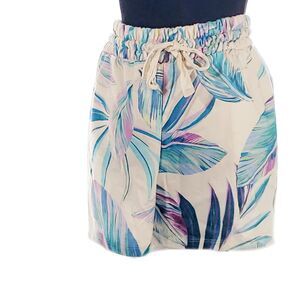 Torrid Blue Floral Print Drawstring Elastic Waist Casual Shorts Womens Size 3